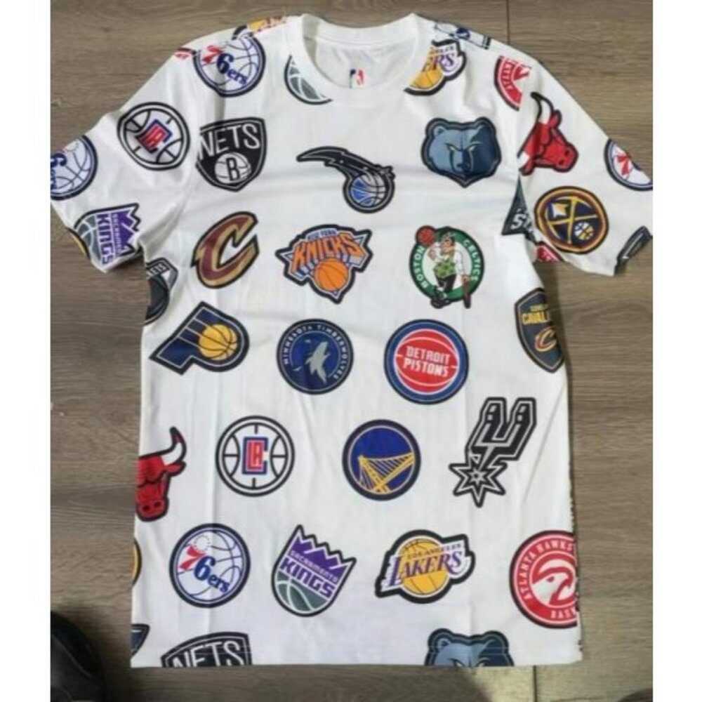Men's Basketball Sports Multiple Teams Logo Jerseys White Size Large